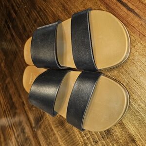 REEF Cushion Vista Black Leather Sandals